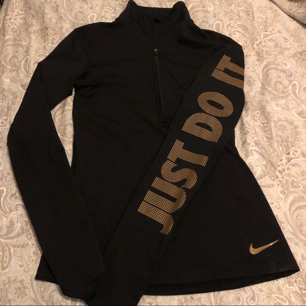 black and gold quarter zip